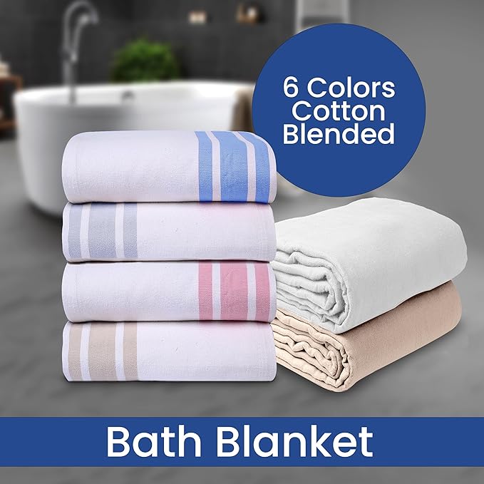 Linteum Textile Cotton Blended Hospital Patient Bath Blanket, Bed Bath Sheet - Image 7