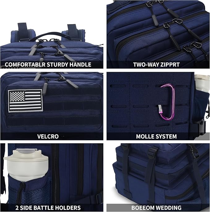 Sparklekle Military Tactical Backpack 45L 3 Day Assault Pack Waterproof Molle - Image 4