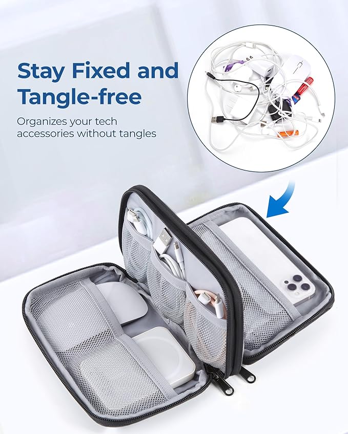 BAGSMART Electronics Organizer Travel Case, Cable Charger Cord Tech Organizer - Image 3