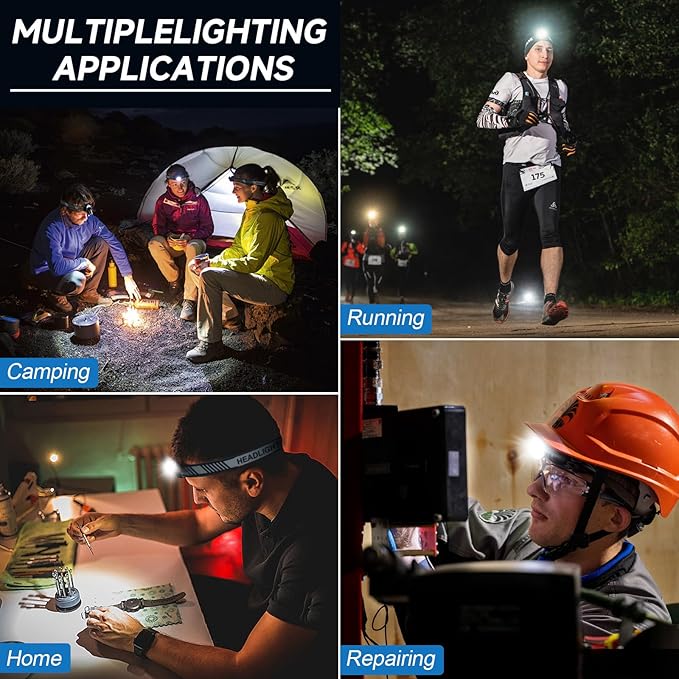NiaoChao Headlamp Rechargeable, 99000 LM Super Bright LED Head Lamp - Image 9