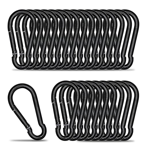Small Carabiner Clip Hook, 1.57 inch 25 pcs Black Heavy Duty Spring Snap Hook by KINLINK