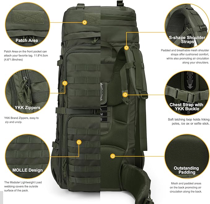 Mardingtop 75L Molle Hiking Internal Frame Backpacks - Image 3