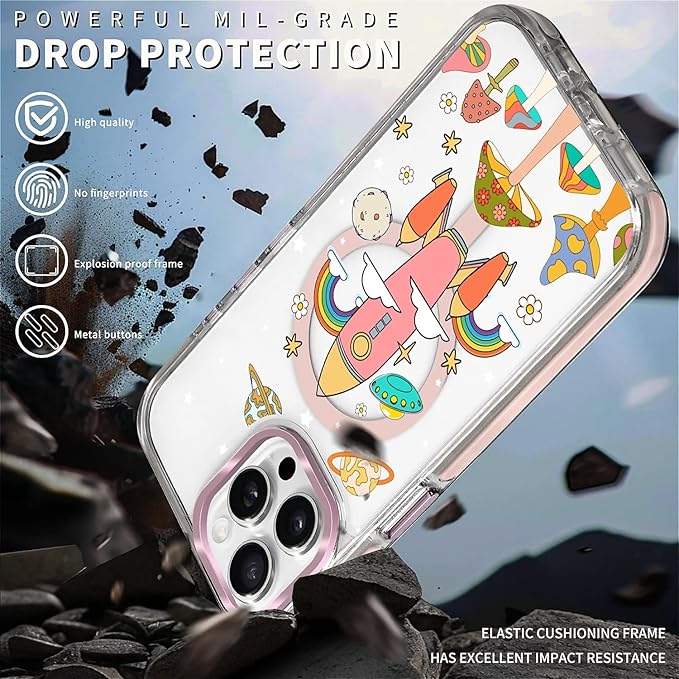 Case for iPhone 14 Pro, Spaceship Mushroom Phone Case Design，for Women Girls - Image 5