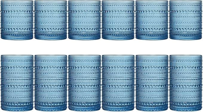 Hobnail Beaded Highball Drinking Tumbler Glasses | Set of 12 | Color, Vintage - Image 4