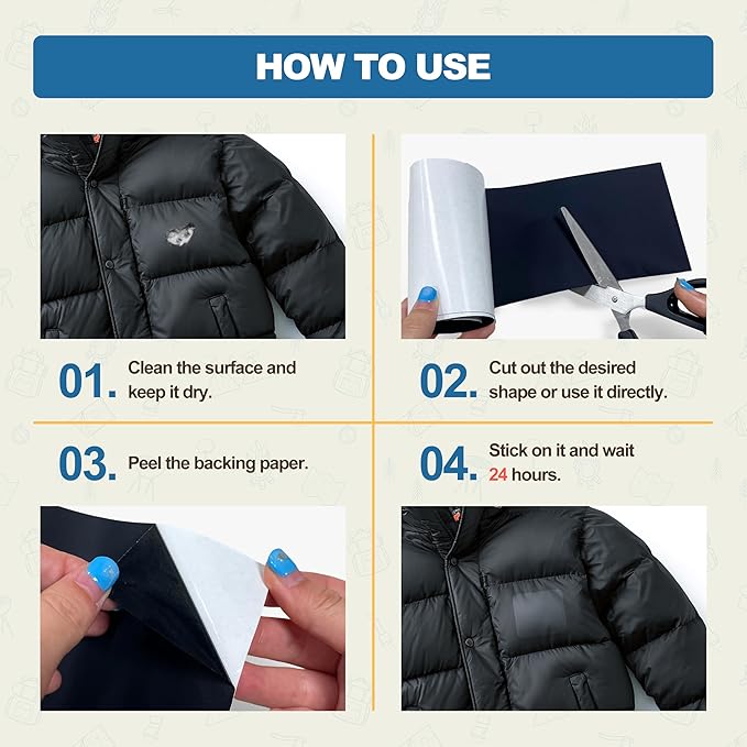 KING MOUNTAIN Self Adhesive Fabric Repair Tape, 4×63 Inches, Quick Down Jacket - Image 5