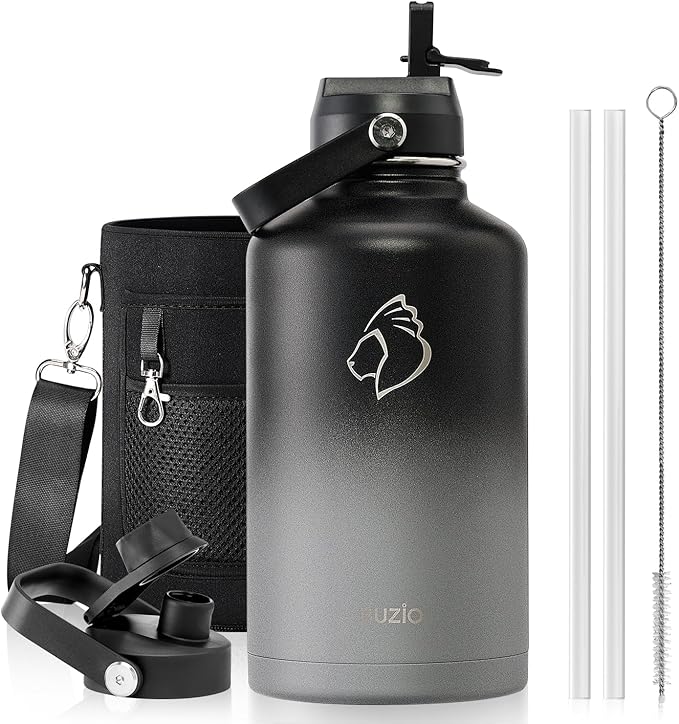 Insulated Water Bottle 64 oz by BUZIO