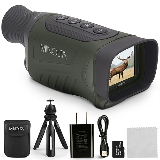Minolta 6x25 Digital Night Vision Monocular w/Built-in 4K HD Video Camera by Minolta