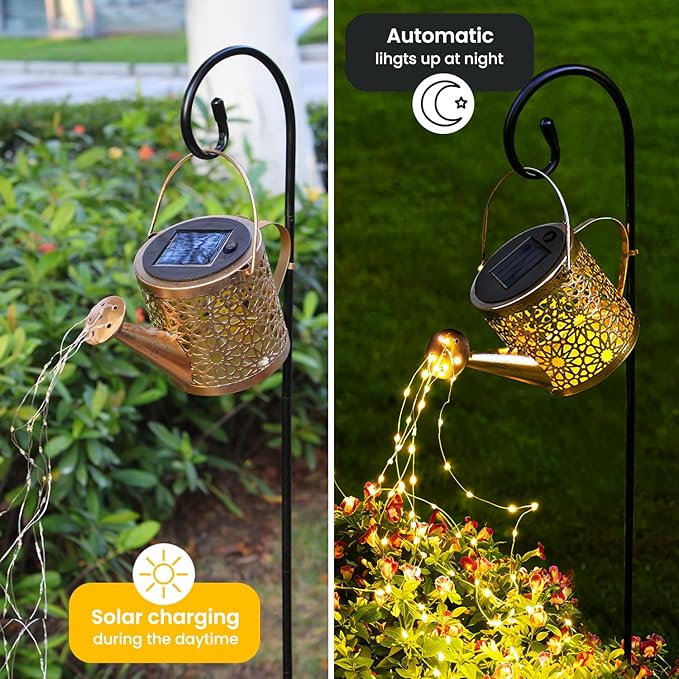 X-PREK Solar Garden Lights Outdoor Lanterns Decoration, Metal Solar Watering - Image 4