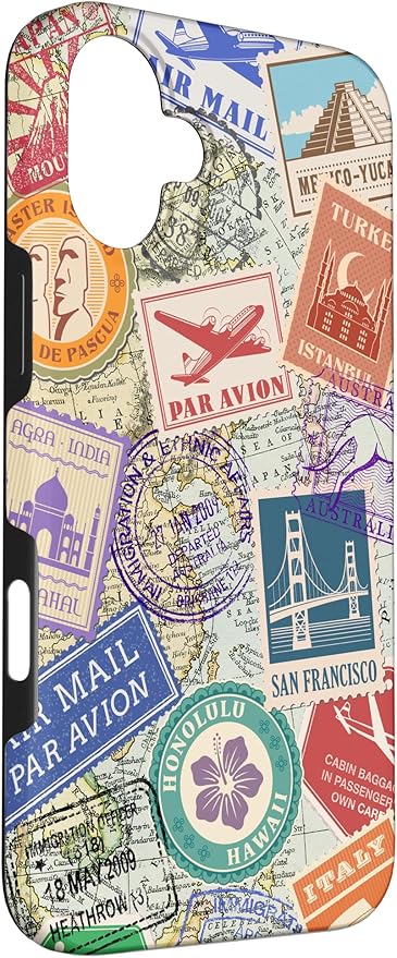 World Map Travel Passport Stamps Postage Stamp Case - Image 3