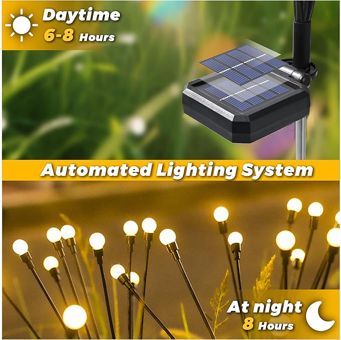 Solar Lights Outdoor-2Pack 16LEDs Solar Garden Firefly Lights Outside, Solar - Image 4