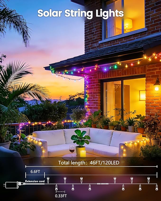 OZS 4 Pack 320LED Solar Christmas String Lights Outdoor, Waterproof 8 Modes - Image 5