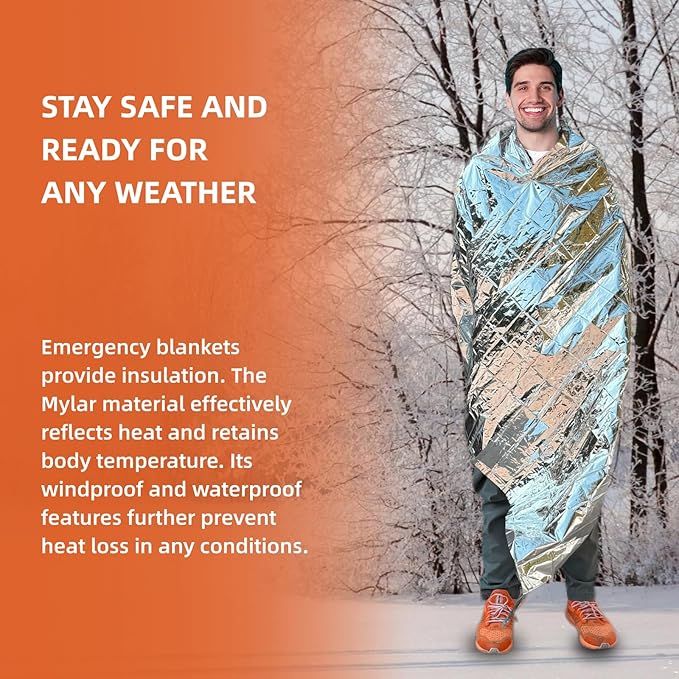 10 Pack Emergency Thermal Blanket Survival, Mylar Blankets - Image 3