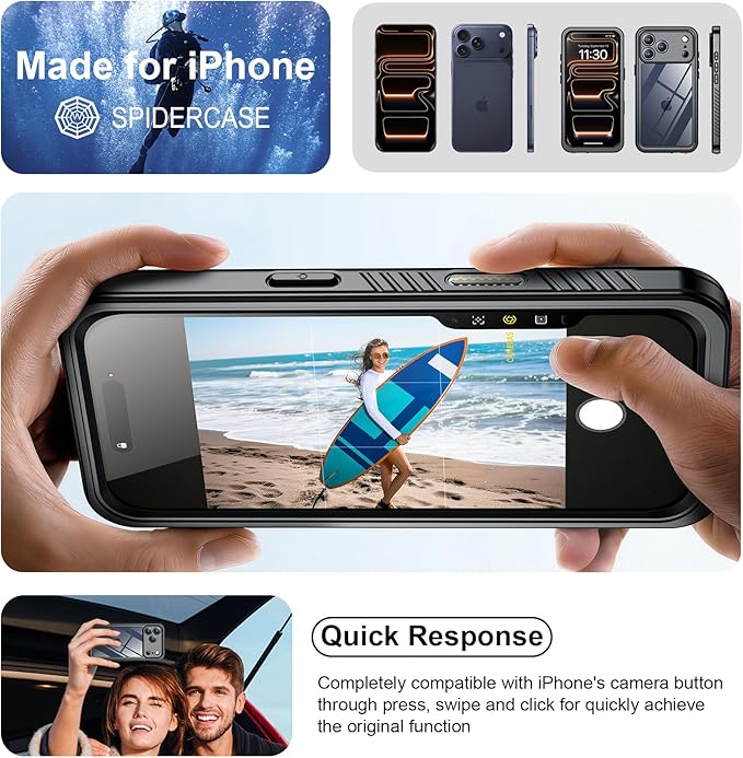 SPIDERCASE for iPhone 17 Pro Max Case Waterproof, Built-in Lens & Screen - Image 7