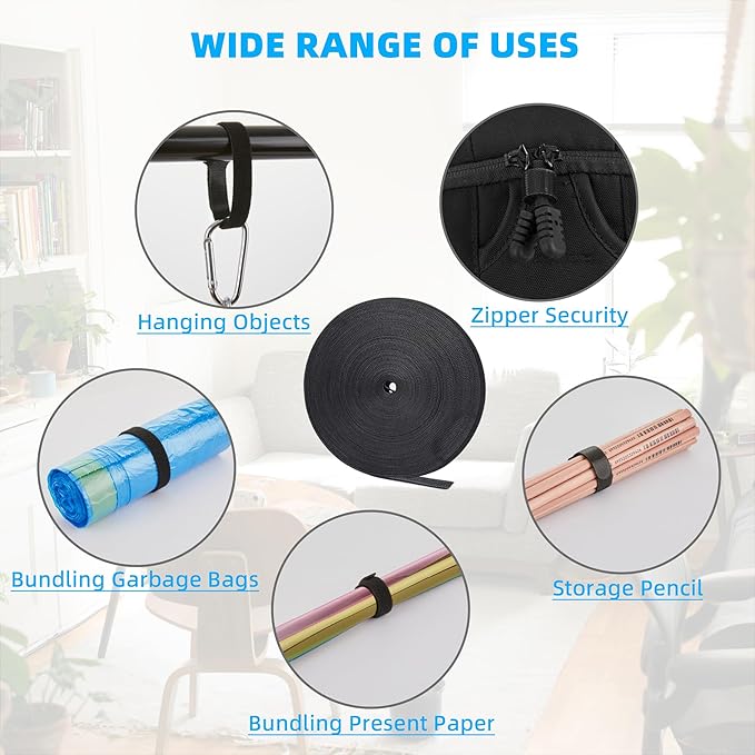 50 ft x 1/2 inch Hook and Loop Roll, Reusable Fastening Cable Ties, Office and - Image 6