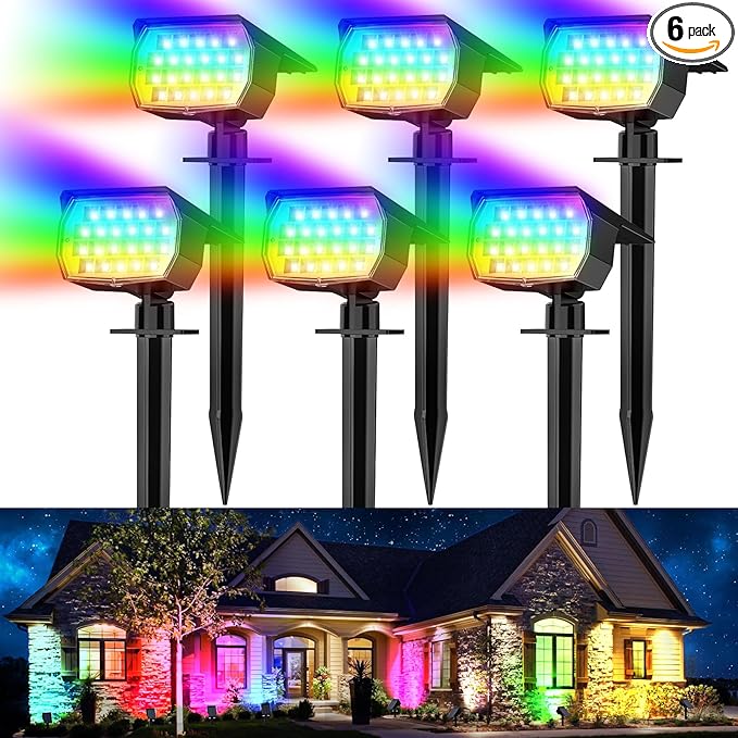 WENATY Solar Spot Lights Outdoor Color Changing, Christmas Landscape Spotlights by WENATY