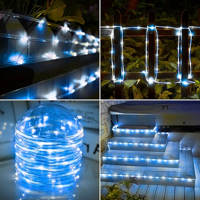 Solar Rope Lights, 33ft 100LED Solar String Lights, 8 Modes Waterproof Solar - Image 5