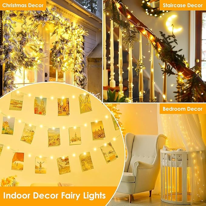 2Pack Each 66Ft 200 LED Fairy Lights Plug in, Waterproof String Lights Outdoor - Image 6