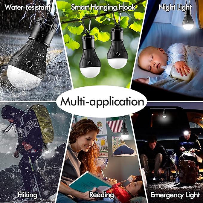 FLY2SKY Tent Lamp Portable LED Tent Lights 5 Packs Hook Hurricane Emergency - Image 5