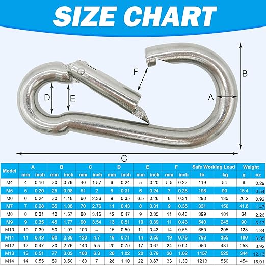 304 Stainless Steel Carabiners -1.57 inch Heavy Duty, Durable & Rust-Free Clips - Image 6