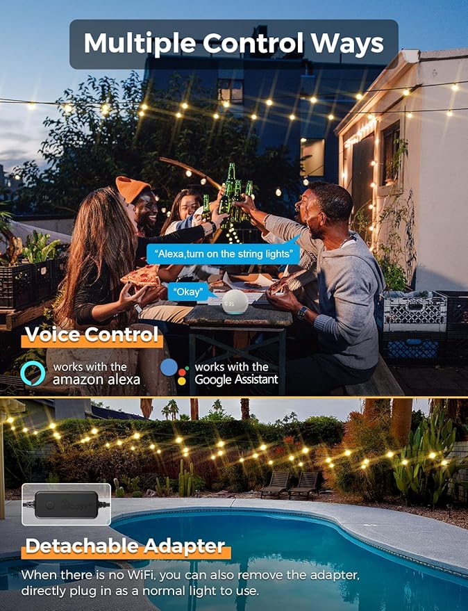 XMCOSY+ Patio Lights, Smart 50Ft Outdoor String Lights - Image 3