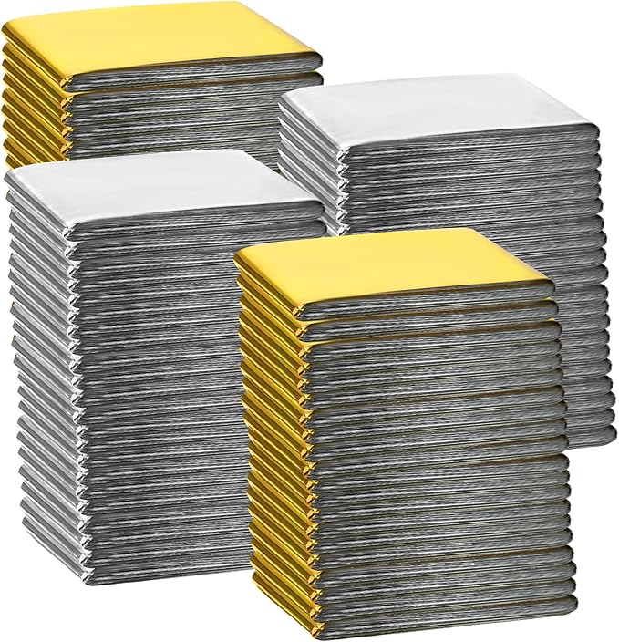Macarrie 100 Pack Emergency Thermal Blankets Silver Foil Survival Blanket Kit by Macarrie