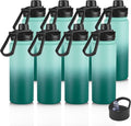 Gradient Green 8 Pack: 24oz Insulated Stainless Steel Metal Water Bottle by VEGOND