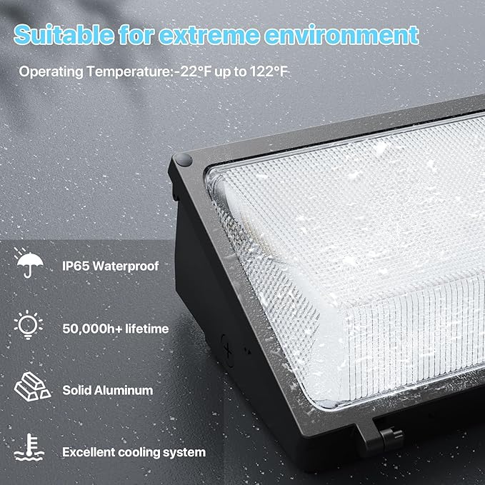 HYPERLITE LED Wall Pack 120W: 18000lm Glass Lens Dusk to Dawn Outdoor Lighting - Image 8