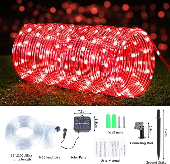 Solar Rope Lights, 2 Packs Total 132ft 400LED Solar String Lights, 8 Modes - Image 3