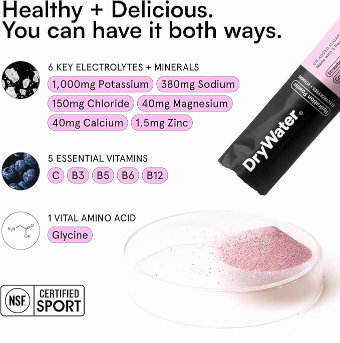 DryWater Electrolyte Powder Packets, Mixed Berry - Image 7