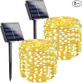 Extra-Long Solar String Lights for Outside, 2 Pack 200LED Solar Fairy Lights by SANJICHA