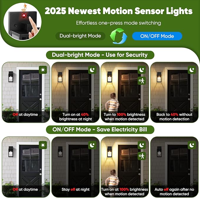 Upgraded Motion Sensor Outdoor Wall Light, 10.6” Small Dusk to Dawn Porch Light - Image 3
