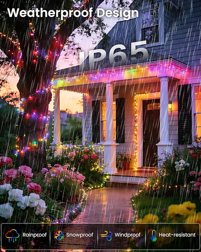 OZS 2PK 240LED Multicolor Solar Christmas Lights Outdoor Waterproof, String - Image 4