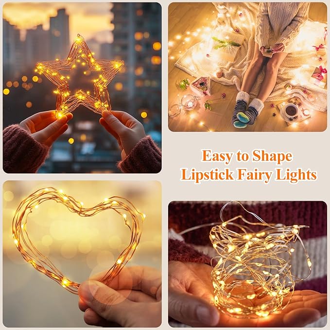 Lakumu 66FT Fairy Twinkle Lights Battery Operated, 100 LEDs Rechargeable - Image 7