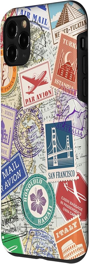 World Map Travel Passport Stamps Postage Stamp Case - Image 2