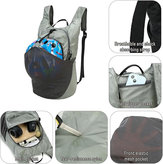 Ultra Lightweight Foldable Backpack, Water Resistant Small Packable Hiking - Image 3
