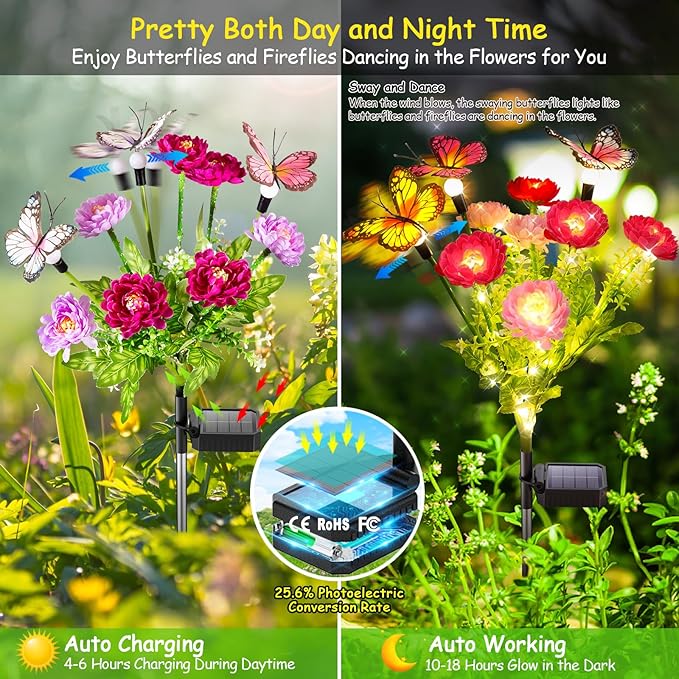 GARPAR Solar Garden Decor, 3 Pack Solar Lights - Image 2