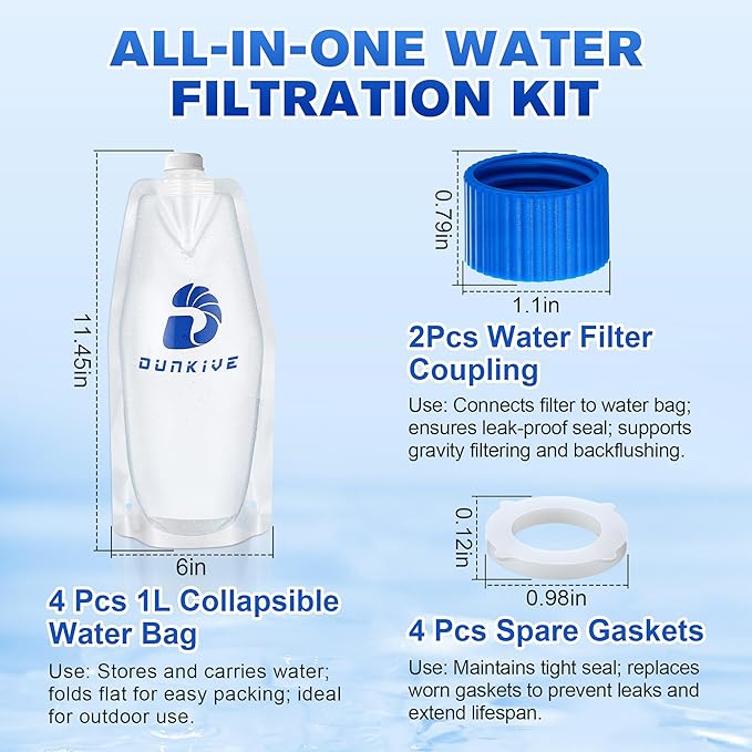 1L Collapsible Water Filter Bags and Water Filter Coupling Kit Compatible - Image 3
