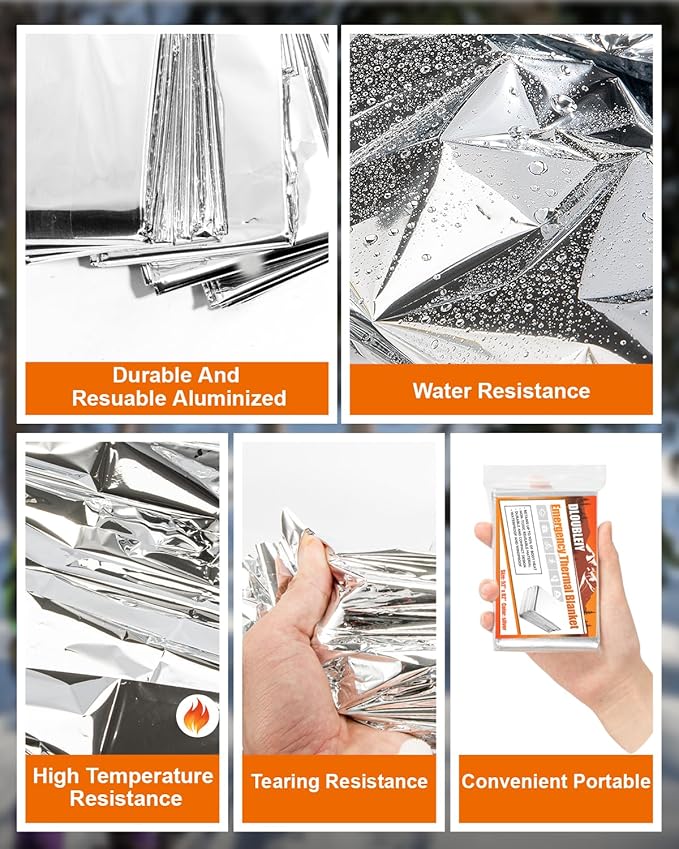 5-Pack Emergency Thermal Blankets, Heavy Duty Mylar Space Blanket - Image 3