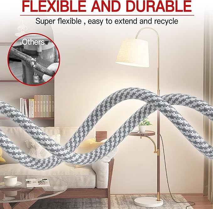 16/3 Braided Extension Cord 15 FT, Braided Extension Cord Flexible & Durable - Image 6