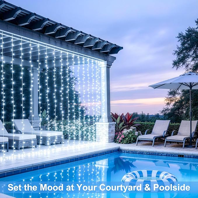 JMEXSUSS 9.5x29.5ft Curtain Lights Indoor Outdoor Decor - Image 9