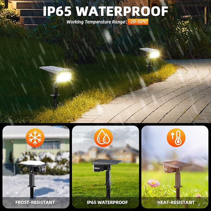 LEREKAM Solar Spot Lights Outdoor Landscape Lights, 40 LEDs Solar Landscape - Image 2