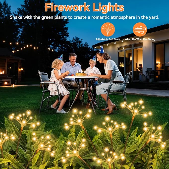 Solar Garden Lights 6 Pack Waterproof Solar Swaying Starburst Light Outdoor - Image 7