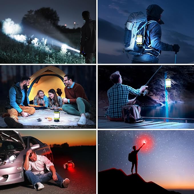 2 Pack LED Camping Lantern Flashlight Rechargeable, Consciot Portable Torch - Image 7