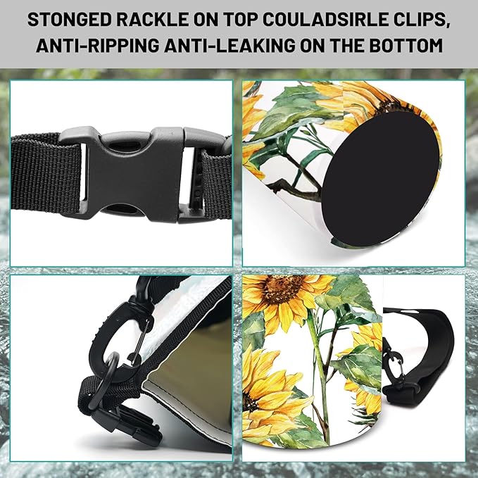 Waterproof Dry Bag, Roll Top Summer Sunflowers Waterproof Backpack 5L/10L/20L - Image 3