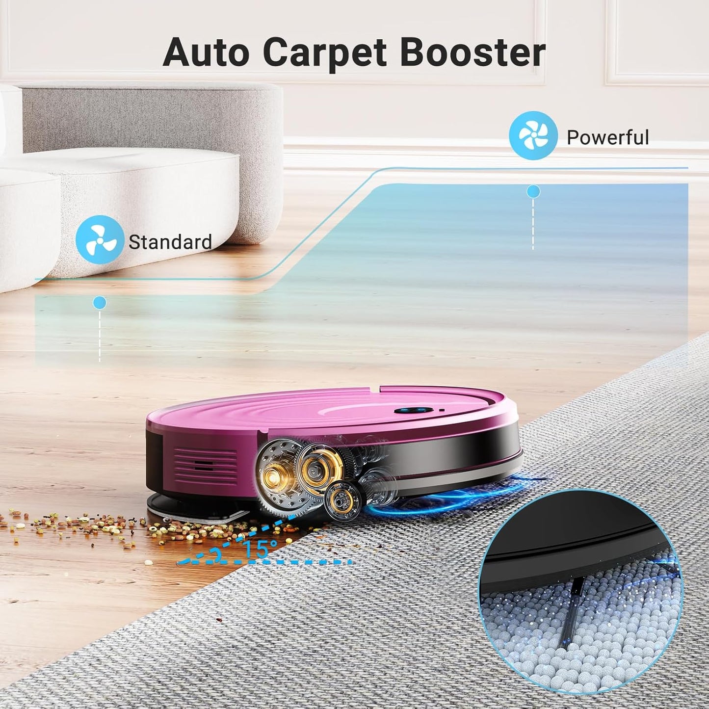 Robot Vacuum and Mop Combo 5000Pa 650mL 2 in 1 Mopping Robot Vacuum Cleaner Schedule WiFi/Alexa/App Smart Self-Charging Robotic Vacuum Ultra-Slim