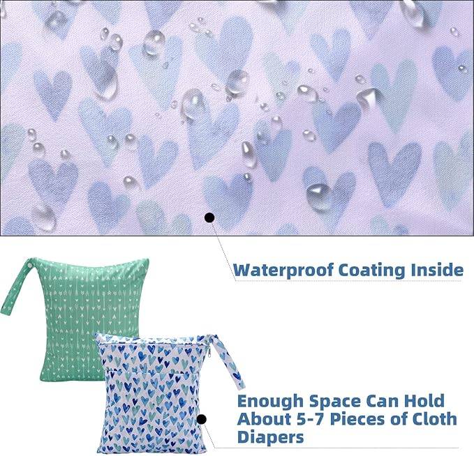2pcs Cloth Diaper Wet Dry Bags Waterproof Reusable - Image 5