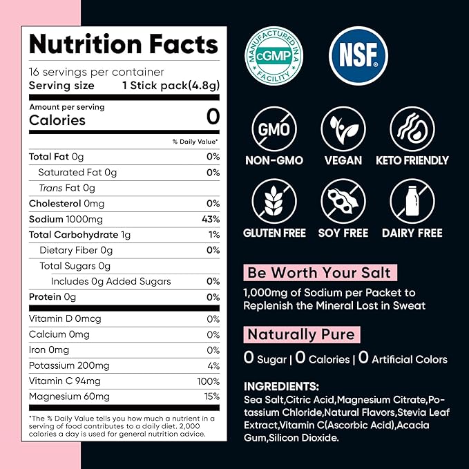 Venture Pal High Sodium Sugar Free Electrolytes Powder Packet, Zero Calories - Image 8