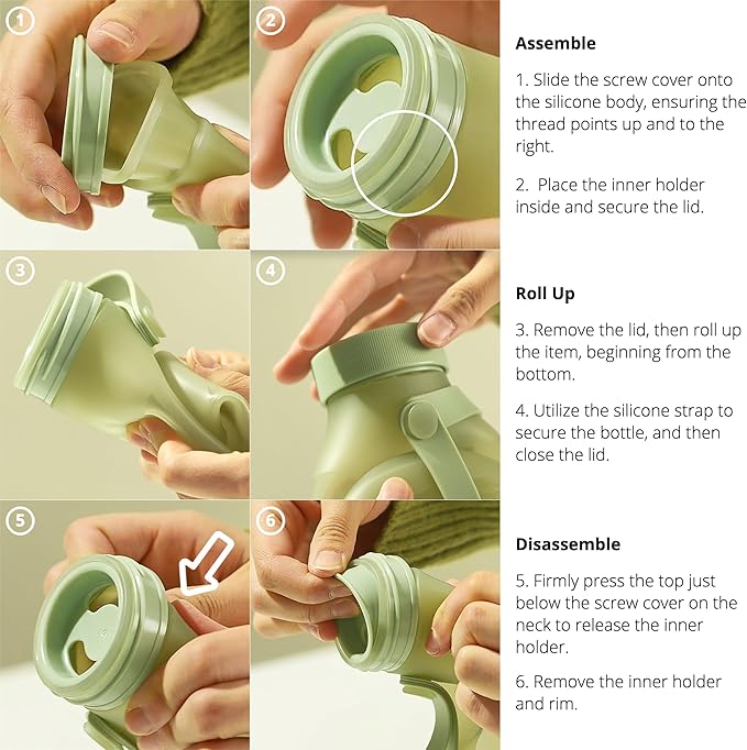 BLUE GINKGO Collapsible Water Bottle – Lightweight, Foldable Silicone Bottle - Image 6