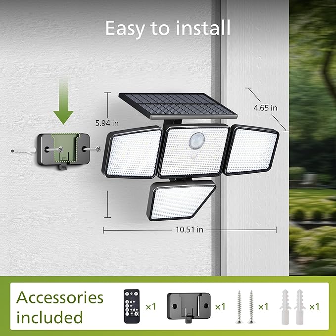 Philips Solar Security Light Outdoor, 196 LED Wall-Mounted Flood Light w/PIR - Image 3