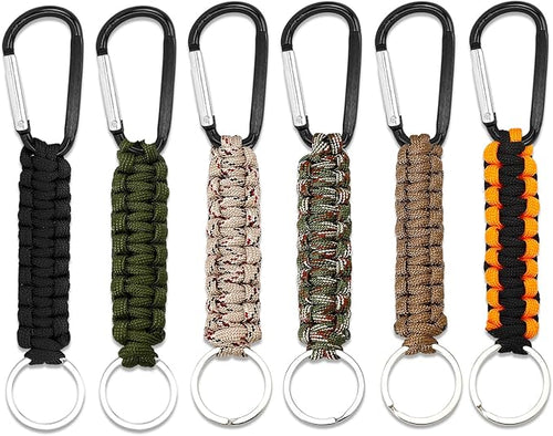 6 Pcs Paracord Keychains with Carabiner, Braided Lanyard Hook Clip by Unknown